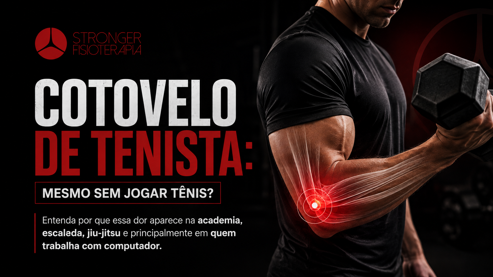 Pessoa com dor no cotovelo fazendo musculação
