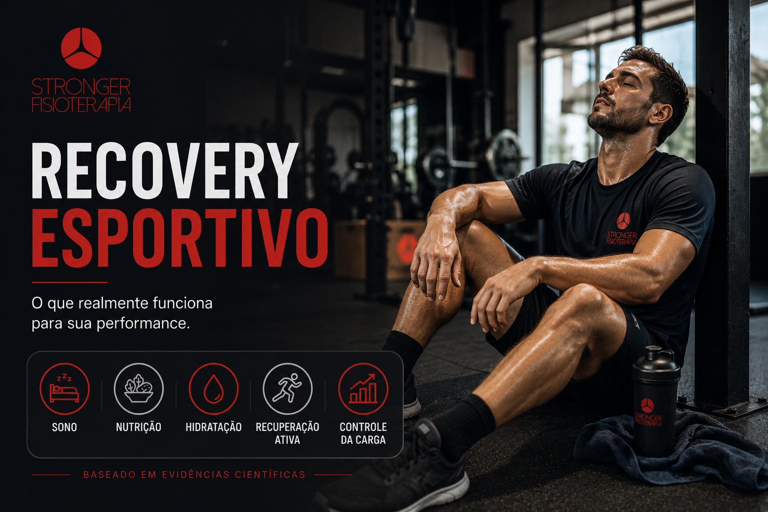 Atleta descansando após treino, representando o conceito de recovery